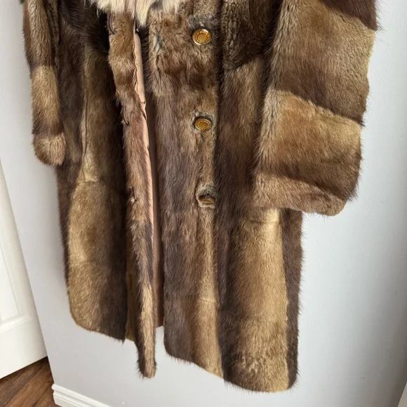 Vintage 70s Penny Lane Raccoon Fur Coat Fox Collar XS/S Longline Boho Statement - Picture 8 of 16